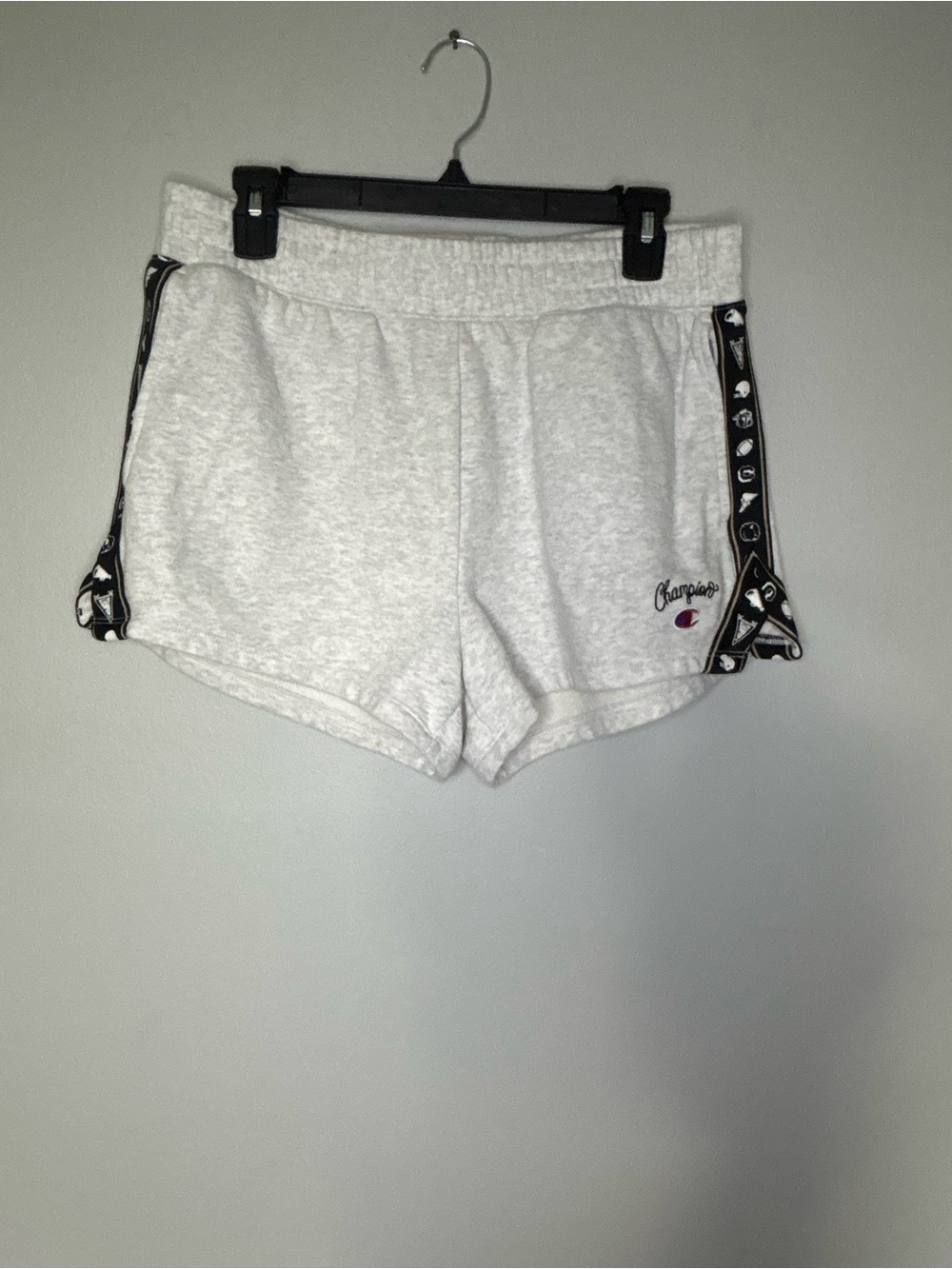 Champion Light Gray Athletic Shorts with Black Trim large